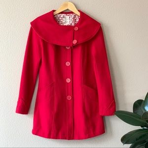 Red Pea Coat by Tulle